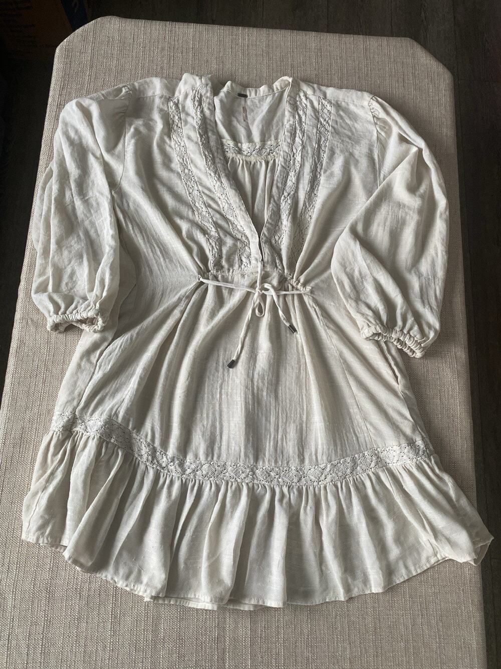 Free People Sachi Mini Dress Cotton Gauze Balloon Sleeve XL